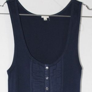 J. Crew Dark Blue Ribbed Tank Button Up